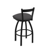 Holland Bar Stool Co 30" Low Back Swivel Bar Stool, Black Wrinkle, Canter Storm Seat 82130BW004